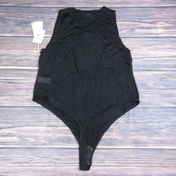 Good American NEW NWT 3XL Size 6 Black Extreme Sheer Bodysuit Sleeveless Thong - Picture 6 of 7